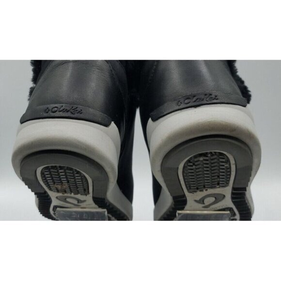 Olukai Malua Hulu Boots Women's Black Size 7 Shearling Lined Nubuck Leather - Picture 12 of 15